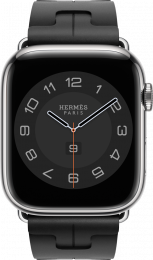 Apple Watch Hermès Series 9 GPS Cellular 45mm Space Black Stainless Steel Case with Noir Kilim Single Tour (MRQQ3+MTHX3)