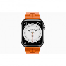 Apple Watch Hermès Series 9 GPS Cellular 45mm Space Black Stainless Steel Case with Orange Kilim Single Tour (MRQQ3+MTJ03)