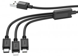 Hoco X74 USB-A-microUSB/USB-C/Lightning 2A 1m Black (6931474767363)