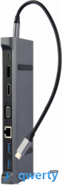 Cablexpert USB-C→USB-Ax3/USB-Cx1/HDMIx1/VGA/DisplayPort/RJ45/PD/3.5mm 9-в-1 (A-CM-COMBO9-02) Black