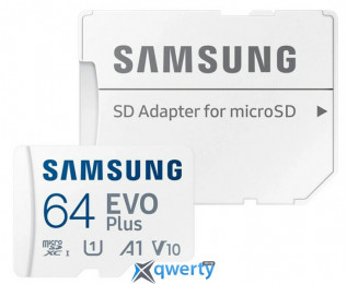 microSD Samsung EVO Plus 64GB Class 10 V30 A2 +SD адаптер (MB-MC64KA/EU)