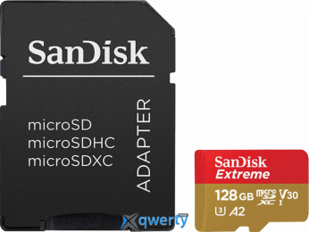 microSD SanDisk Extreme 128GB Class 10 V30 A2 +SD адаптер (SDSQXAA-128G-GN6MA)