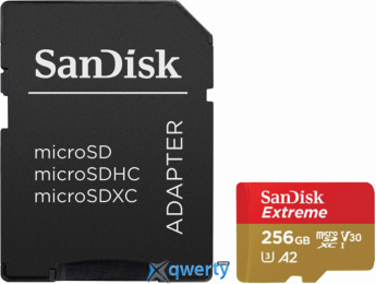 microSD SanDisk Extreme 256GB Class 10 V30 A2 +SD адаптер (SDSQXAV-256G-GN6MA)
