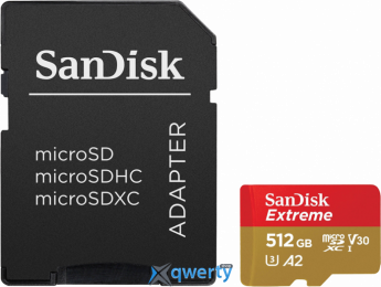 microSD SanDisk Extreme 512GB Class 10 V30 A2 +SD адаптер (SDSQXAV-512G-GN6MA)