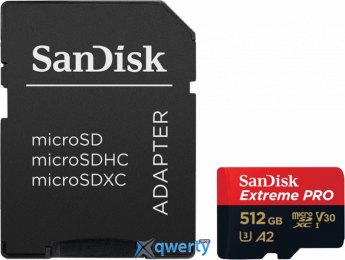 microSD SanDisk Extreme Pro 512GB Class 10 V30 A2 +SD адаптер (SDSQXCD-512G-GN6MA)