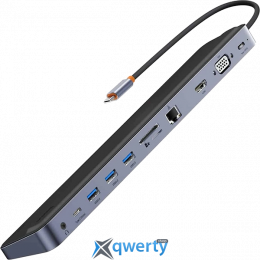 Baseus EliteJoy Gen2 USB-C→USB-Ax3/USB-C/HDMI/VGA/RJ45 1Gbps/SD/microSD/3.5mm/USB-C-PD 100W (WKSX030013)