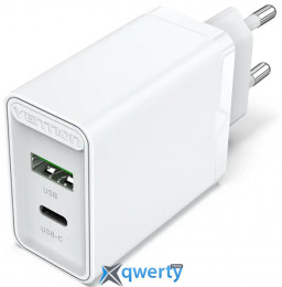СЗУ USB-A + USB-C Vention 2-in-1 18-20W QC4.0 White (FBBW0-EU)