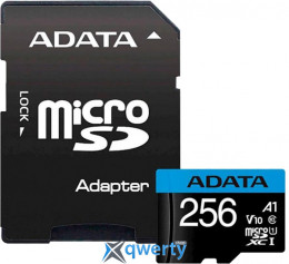microSD 256GB ADATA Premier UHS-I Class 10 V10 A1 +SD адаптер (AUSDX256GUICL10A1-RA1) 4713218466266
