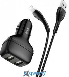 АЗУ Hoco Z36 Leader 2.4A USB-Ax2 + Lightning кабель Black (6931474727732)