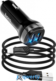 АЗУ Hoco Z40 Superior 2.4A USB-Ax2 + Lightning кабель Black (6931474739674)