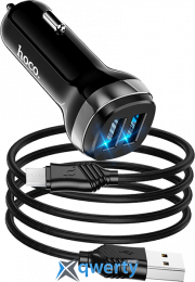АЗУ Hoco Z40 Superior 2.4A USB-Ax2 + microUSB кабель Black (6931474739698)