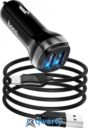 АЗУ Hoco Z40 Superior 2.4A USB-Ax2 + USB-C кабель Black (6931474739711)
