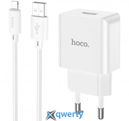 СЗУ USB-A Hoco C106A Leisure 2.1A + Lightning кабель White (6931474783899)