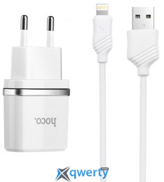 СЗУ USB-A Hoco C11 Smart 1A + Lightning кабель White (6957531047735)