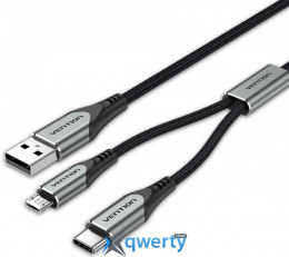 Vention USB-A - microUSB+USB-C 3A 0.5m Grey (CQGHD)