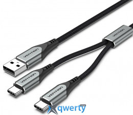 Vention USB-A - USB-Cx2 2.4A/480Mbps 0.5m Grey (CQOHD)