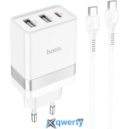 СЗУ Hoco N21 Pro Tourer 30W USB-Ax2+USB-C +USB-C кабель White (6931474778802)