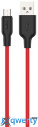 Hoco X21 Plus USB-A-microUSB 2.4A 1m Black/Red (6931474711878)