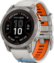 Garmin Fenix 7 Pro Sapphire Solar Titanium w. Fog Gray/Ember O. Band (010-02777-20/21) EU