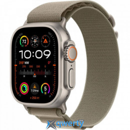 Apple Watch Ultra 2 GPS Cellular 49mm Titanium Case with Olive Alpine Loop - Medium (MREY3)