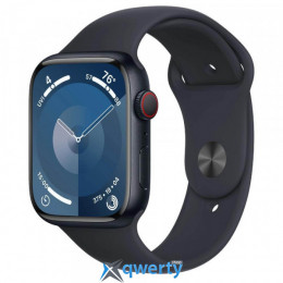 Apple Watch Series 9 GPS Cellular 41mm Midnight Aluminum Case with Midnight Sport Band - S/M (MRHR3)