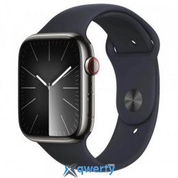 Apple Watch Series 9 GPS Cellular 45mm Graphite Stainless Steel Case with Midnight Sport Band - M/L (MRMW3)