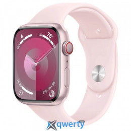 Apple Watch Series 9 GPS Cellular 45mm Pink Aluminum Case with Light Pink Sport Band - S/M (MRMK3)