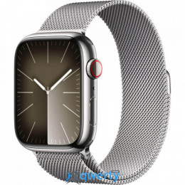 Apple Watch Series 9 GPS Cellular 45mm Silver Stainless Steel Case with Silver Milanese Loop (MRMQ3)