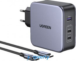 СЗУ Ugreen CD289 140W USB-A+USB-Cx2 + USB-С кабель Gray (90549)