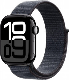 Apple Watch Series 10 GPS 42mm Jet Black Aluminum Case w. Ink Sport Loop (MWWG3)