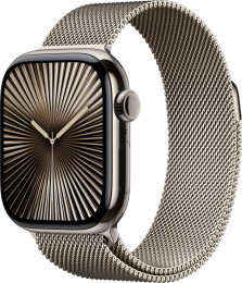 Apple Watch Series 10 GPS + Cellular 42mm Natural Titanium Case w. Natural Milanese Loop (MWXF3)