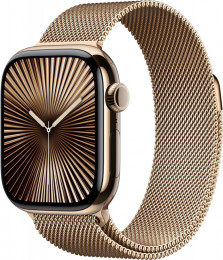 Apple Watch Series 10 GPS + Cellular 46mm Gold Titanium Case with Gold Milanese Loop - S/M (MC7T4)