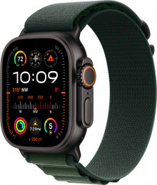 Apple Watch Ultra 2 GPS + Cellular 49mm Black Titanium Case with Dark Green Alpine Loop - Medium (MX4R3)