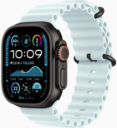 Apple Watch Ultra 2 GPS + Cellular 49mm Black Titanium Case with Ice Blue Ocean Band (MYP83)