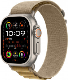 Apple Watch Ultra 2 GPS + Cellular 49mm Natural Titanium Case with Tan Alpine Loop - Small (MX4E3)