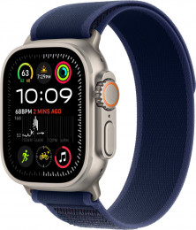 Apple Watch Ultra 2 GPS + Cellular 49mm Natural Titanium Case with Blue Trail Loop - M/L (MX4L3)