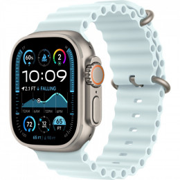 Apple Watch Ultra 2 GPS + Cellular 49mm Natural Titanium Case with Ice Blue Ocean Band (MXTF3)