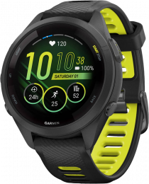Garmin Forerunner 265S | 42mm Black Bezel and Case with Black/Amp Yellow Silicone Band (010-02810-03/13) EU