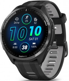 Garmin Forerunner 965 | 47mm Carbon Gray DLC Titanium Bezel with Black Case and Black/Powder Gray Silicone Band (010-02809-00/10) EU