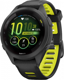 Garmin Forerunner 265S | 42mm Black Bezel and Case with Black/Amp Yellow Silicone Band (010-02810-03/13)
