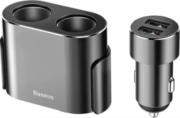 АЗУ Baseus High Efficiency One to Two Cigarette 3.4A USB-Ax2 Black (CRDYQ-01)