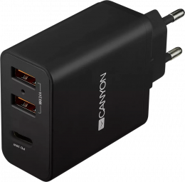 СЗУ Canyon H-08 30W USB-Ax2+USB-C Black (CNE-CHA08B)