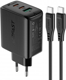 СЗУ Acefast A13 65W USB-A + USB-Cx2 + USB-C кабель Black (AFA13B)