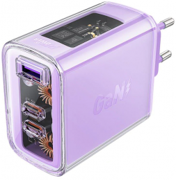 СЗУ Acefast A45 Sparkling series 65W USB-A + USB-Cx2 Purple Alfalfa (AFA45PA)