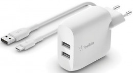 СЗУ Belkin 24W USB-Ax2 + USB-C кабель White (WCE001VF1MWH)