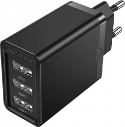 СЗУ Vention 3-Port 12W USB-Ax3 Black (FEAB0-EU)
