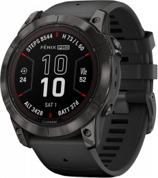 Garmin fenix 7S Pro - Sapphire Solar Edition | 51mm Carbon Gray DLC Titanium with Black Band (010-02778-10/11)