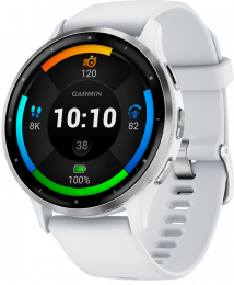 Garmin Venu 3 | 45mm Silver Stainless Steel Bezel with Whitestone Case and Silicone Band (010-02784-00) EU