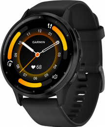 Garmin Venu 3 | 45mm Slate Stainless Steel Bezel with Black Case and Silicone Band (010-02784-01) EU