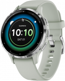 Garmin Venu 3S | 41mm Silver Stainless Steel Bezel with Sage Gray Case and Silicone Band (010-02785-01) EU